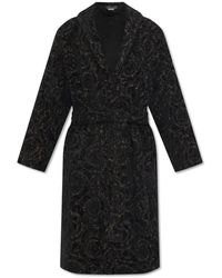 Versace - Nachtkleding ,Zwart ,Katoen Badjas Met Barocco Patroon - Lyst