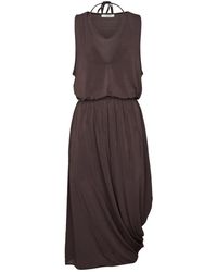 Lemaire - Kleedjes ,Paars ,Double Layer Drape Dress - Lyst