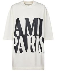 Ami Paris - Tops ,Wit ,Katoen Oversize Fit Korte Mouwen T-Shirt - Lyst