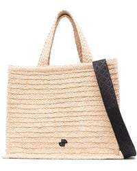 Patou - Vanilla weiße raffia tote tasche mit abnehmbarem schulterriemen - Lyst