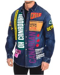 DSquared² - Overhemden ,Veelkleurig ,Denim Denim Long Sleeve Shirt Met Merk Motief - Lyst