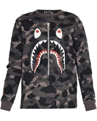 A Bathing Ape - Tops ,Grijs ,Katoen T-Shirt Met Kleurrijke Print - Lyst