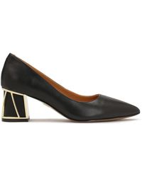 Kazar - Schoenen ,Zwart ,Leer Zwarte Leren Pumps Met Gouden Details Op De Hak - Lyst