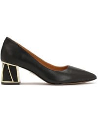 Kazar - Schwarze Lederpumps Mit Goldener Verzierung Am Absatz - Lyst