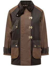 Barbour - Jassen ,Bruin ,Katoen Felton Checked Wax Jacket - Lyst
