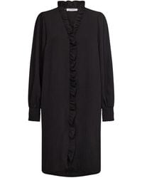 co'couture - Schwarzes kleid mit rüschen und smock-schetten - Lyst