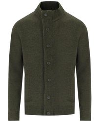 Barbour - Truien & Vesten ,Groen ,Wol Essential Elbow-Patch Cardigan - Lyst
