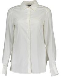 Guess - Wit Overhemd Met Lange Mouwen En Italiaanse Kraag - Lyst