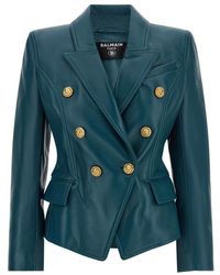 Balmain - Leren Jas Met 6 Knopen - Lyst