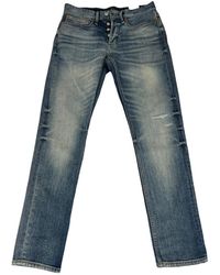 Denham - Slim fit jeans in mittelblau mit knopfleiste - Lyst