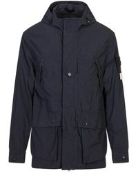 Stone Island - Jassen ,Blauw ,Nylon Shiny Stretch Nylon-Tc Jas - Lyst
