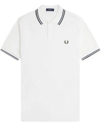 Fred Perry - Tops ,Wit ,Katoen Double Stripe Polo Shirt - Lyst