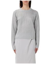 ARMANI EXCHANGE - Silberner Metallic-Strickpullover - Lyst