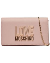 Love Moschino - Bolso de hombro rosa con detalles en oro - Lyst