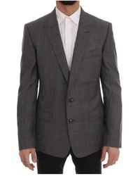 Dolce & Gabbana - Grijze Wol Martini Slanke Blazer - Lyst