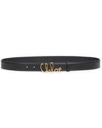Chloé - Accessoires ,Zwart ,Leer Iconic Riem - Lyst
