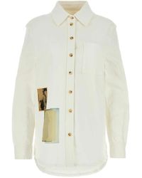Lanvin - Camicia bianca in denim elasticizzato - stilosa e confortevole - Lyst