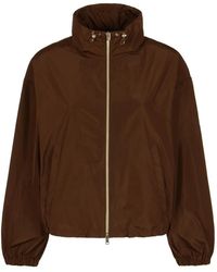 Herno - Jassen ,Bruin ,Leer New Techno Taffeta Jacket - Lyst