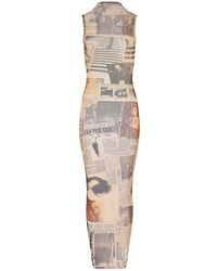 Jean Paul Gaultier - Journal Open-Back Mesh Maxi Jurk - Lyst