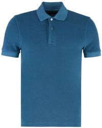 Tom Ford - Tops ,Blauw ,Katoen Katoenen Towelling Polo Shirt Met Geribbelde Randen - Lyst