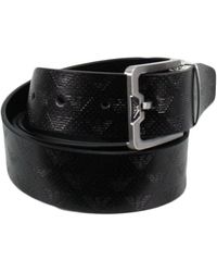 Emporio Armani - Accessoires ,Zwart ,Leer Omkeerbare Leren Riem Met Draaibaar Logo - Lyst