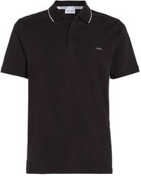 Calvin Klein - Schwarzes pique polo shirt mit logo - Lyst