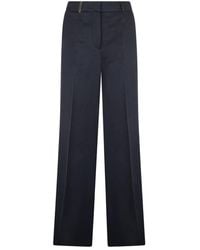 Peserico - Broeken ,Blauw ,Katoen Katoenen Broek Met Plooi - Lyst