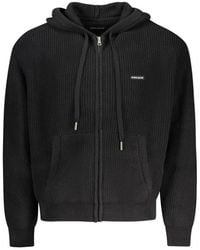 Guess - Hoodies & Sweatvesten ,Zwart ,Katoen Long Amnic Cardigan Met Capuchon - Lyst