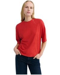 Thinking Mu - Tops ,Rood ,Katoen Lena Tee - Lyst