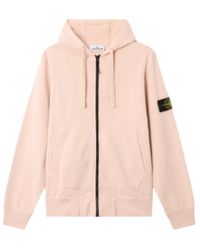 Stone Island - Hoodies & Sweatvesten ,Roze ,Katoen Zip-Through Hoodie - Lyst