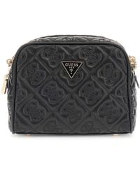 Guess - Tassen ,Zwart ,Adelasia Multi Comp Zwarte Schoudertas - Lyst