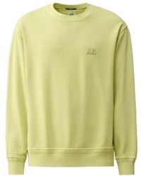 C.P. Company - Diagonaler fleece-logo-sweatshirt in weiß - Lyst