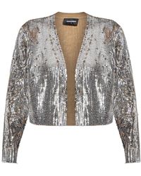DSquared² - Truien & Vesten ,Grijs ,Wol Wol Cardigans Met Glinsterende Pailletten - Lyst
