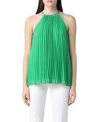 Michael Kors - Tops ,Groen ,Polyester Pleated Georgette Chain Top - Lyst