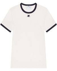 Courreges - Tops ,Wit ,Katoen Signature Contrast T-Shirt - Lyst