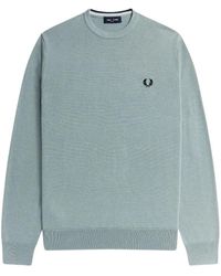 Fred Perry - Hoodies & Sweatvesten ,Blauw ,Katoen Klassieke Trui Met Ronde Hals - Lyst