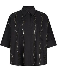 Liu Jo - Overhemden ,Zwart ,Katoen Shirt Met Korte Mouwen - Lyst