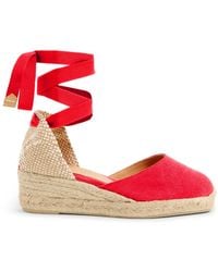 Castañer - Carina Gewaschene Baumwoll-Espadrilles Mit Schnürung Und 5 Cm Keilabsatz - Lyst