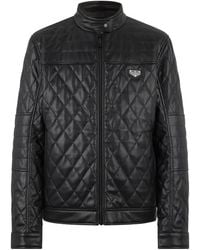 Philipp Plein - Jassen ,Zwart ,Denim Eco Leren Gewatteerde Jas - Lyst