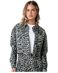 Colourful Rebel - Leopard Cropped Denim Bluse - Lyst