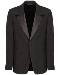 Givenchy - Jassen ,Zwart ,Wol Slim Fit Wollen Jas Met Satijnen Kraag - Lyst