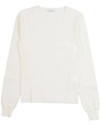 Max Mara - Truien & Vesten ,Wit ,Wol Nadar V-Hals Truien - Lyst