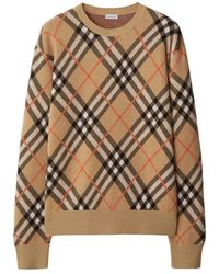 Burberry - Truien & Vesten ,Wol Trui Met Ingebreid Intarsia-Patroon - Lyst