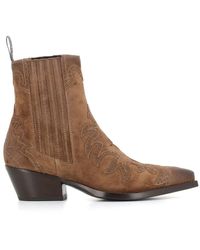 Sartore - Zigarrenfarbene wildlederstiefel mit dekorativen nieten - Lyst