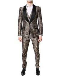 Dolce & Gabbana - Kostuums ,Veelkleurig ,Polyester Jacquard 3-Delig Pak - Lyst