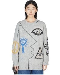 Stella McCartney - Truien & Vesten ,Grijs ,Wol Folklore Embroidery Sweater - Lyst