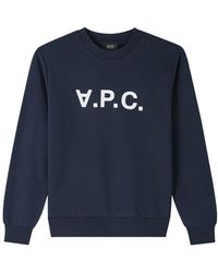 A.P.C. - Hoodies & Sweatvesten ,Blauw ,Katoen C0Hbm M27907 Tiq Sweatshirt - Lyst