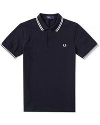 Fred Perry - Slim Fit Twin Tipped Polo Snow White Light Oyster - Lyst