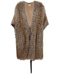 P.A.R.O.S.H. - P.A.R.O..H. ,Jassen ,Wol Faux Fur Vest Mouwloos V-Hals Koordsluiting - Lyst