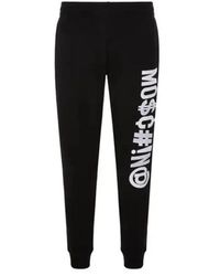 Moschino - Broeken ,Zwart ,Katoen Logo Joggingbroek Met Ribboorden - Lyst